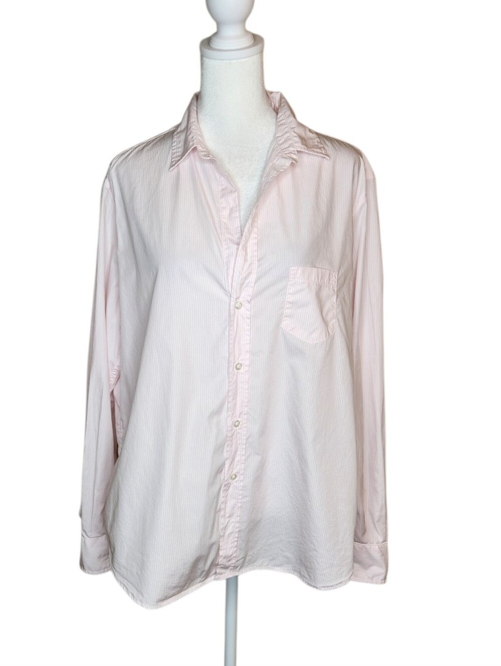 Frank & Eileen Pink and White Striped Eileen Button Down Shirt Size Medium